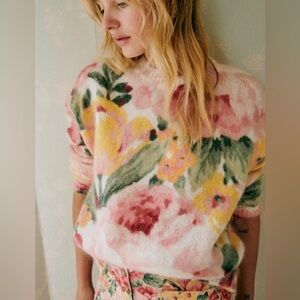 Sezane floral mohair sweater